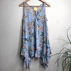Anthropologie Maeve floral ruffle tunic H8